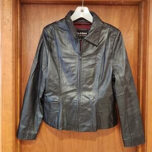 Vintage Wilson Womens Large Leather Jacket Black 90s Era